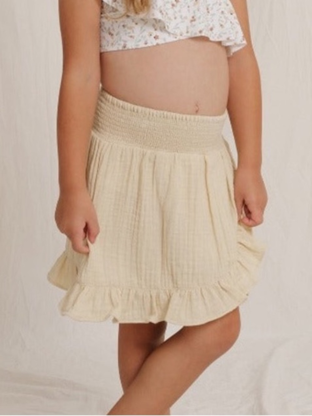Rylee + Cru Wrap Ruffle Skirt Butter Yellow Cream Gauzy Cotton Girls 12-14Y - Picture 5 of 8